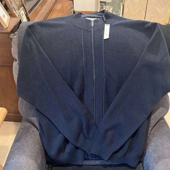 Alex Cannon full zip navy blue sweater - Picture 2 of 4